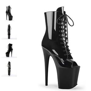 Pleaser Black FLAMINGO-1021 Peep-toe platform boot